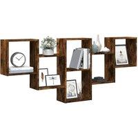Berkfield Home Wall Shelf Smoked Oak 159x18x66 cm Engineered Wood in Brown | Size: 159 x 18 x 66 cm
