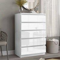 LUXURY LIFE Olivia Gloss Chest of Drawers 5 Drawer Cabinet in White