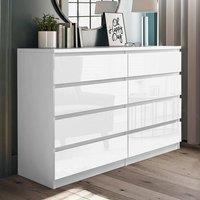 LUXURY LIFE Olivia Gloss Chest of Drawers 8 Drawer Cabinet in White