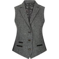 TruClothing Women's Wsn - Tweed Herringbone 1920's Waistcoat in Grey | Size: 8