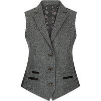 TruClothing Women's Wsn - Tweed Herringbone 1920's Waistcoat in Grey | Size: 12