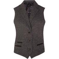 Infinity Leather Women's Tweed 1920s Herringbone Waistcoat in Grey | Size: 8