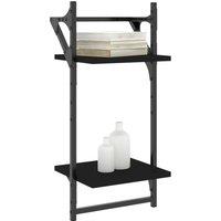 Berkfield Home Beautiful 2-Tier Wall Shelves with Bars 2 pcs Black 30x25x65 cm | Size: 30 x 25 x 65 cm