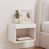 Berkfield Home Decorative Bedside Cabinet with LED Lights Wall-mounted White