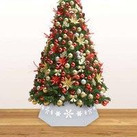 Berkfield Home Durable Christmas Tree Skirt Silver & White 68x25 cm | Size: 68x25 cm