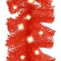 Berkfield Home Cosy Christmas Garland with LED Lights 10 m Red