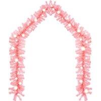 Berkfield Home Cosy Christmas Garland with LED Lights 20 m Pink