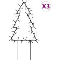 Berkfield Home Warm Christmas Light Decorations with Spikes 3 pcs Tree 50 LEDs 30 cm in Black