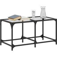 Berkfield Home Modern Coffee Table with Transparent Glass Top 78.5x40x40 cm Steel in Black