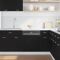 Berkfield Home Modern Dishwasher Panel Lyon Black Oak 60x1.5x67 cm Engineered Wood