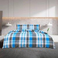 Berkfield Home Elegant Duvet Cover Set Blue & Grey 200x200 cm Cotton