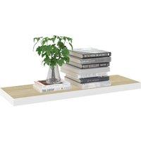 Berkfield Home Durable Floating Wall Shelf Oak & White 80x23.5x3.8 cm MDF in Natural