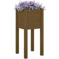 Berkfield Home Durable Garden Planter Honey Brown 31x31x70 cm Solid Pinewood | Size: 31 x 31 x 70 cm