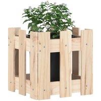 Berkfield Home Beautiful Garden Planter with Fence Design 30x30x30 cm Solid Wood Pine in Light Tan | Size: 30 x 30 x 30 cm