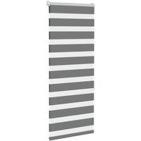 Berkfield Home Elegant Zebra Blind Dark Grey 65x150 cm Fabric Width 60.9 cm Polyester