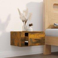 Berkfield Home Elegant Wall-mounted Bedside Cabinet Smoked Oak 50x36x25 cm in Brown | Size: 50 x 36 x 25 cm
