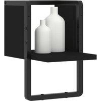 Berkfield Home Beautiful Wall Shelf with Bar Black 20x25x30 cm | Size: 20 x 25 x 30 cm