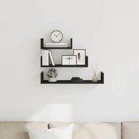 Berkfield Home Decorative Wall Shelves 3 pcs Black Oak Engineered Wood
