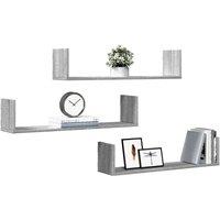 Berkfield Home Durable Wall Shelves 3 pcs Grey Sonoma 80x18x18 cm Engineered Wood | Size: 80 x 18 x 18 cm