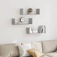 Berkfield Home Durable Wall Shelves 3 pcs Concrete Grey 58x18x18 cm Engineered Wood | Size: 58 x 18 x 18 cm