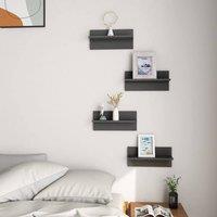 Berkfield Home Modern Wall Shelves 4 pcs High Gloss Grey 40x11.5x18 cm