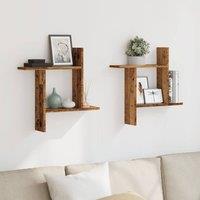 Berkfield Home Durable Wall Shelves 2 pcs Old Wood 50x12x50 cm Engineered Wood in Brown | Size: 50 x 12 x 50 cm