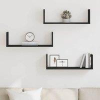 Berkfield Home Durable Wall Shelves 3 pcs Black Oak 58x18x18 cm Engineered Wood | Size: 58 x 18 x 18 cm
