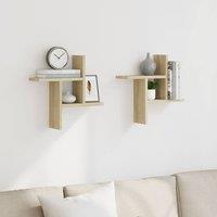 Berkfield Home Durable Wall Shelves 2 pcs Sonoma Oak 38x12x38 cm Engineered Wood in Light Tan | Size: 38 x 12 x 38 cm