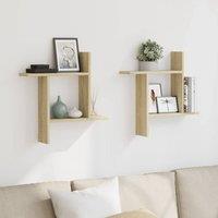 Berkfield Home Durable Wall Shelves 2 pcs Sonoma Oak 50x12x50 cm Engineered Wood in Light Tan | Size: 50 x 12 x 50 cm