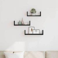 Berkfield Home Durable Wall Shelves 3 pcs Black Oak Engineered Wood
