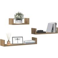 Berkfield Home Decorative Wall Shelves 3 pcs Artisan Oak Engineered Wood in Brown