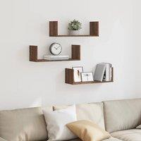 Berkfield Home Durable Wall Shelves 3 pcs Brown Oak 58x18x18 cm Engineered Wood | Size: 58 x 18 x 18 cm