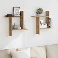 Berkfield Home Durable Wall Shelves 2 pcs Artisian Oak 50x12x50 cm Engineered Wood in Brown | Size: 50 x 12 x 50 cm