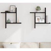 Berkfield Home Durable Wall Shelves 2 pcs Black Oak 50x12x50 cm Engineered Wood | Size: 50 x 12 x 50 cm