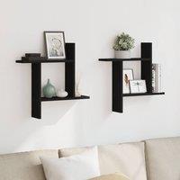 Berkfield Home Durable Wall Shelves 2 pcs Black 50x12x50 cm Engineered Wood | Size: 50 x 12 x 50 cm