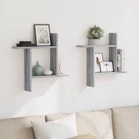 Berkfield Home Durable Wall Shelves 2 pcs Grey Sonoma 50x12x50 cm Engineered Wood | Size: 50 x 12 x 50 cm