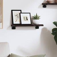 Berkfield Home Beautiful Wall Shelf Dark Grey 40x10x2 cm Treated Solid Wood Oak in Dark Brown | Size: 40 x 10 x 2 cm