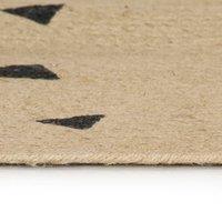 Berkfield Home Handmade Rug Jute with Triangle Print 120 cm in Natural | Size: 100 cm diameter