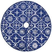 Berkfield Home Luxury Christmas Tree Skirt with Sock Blue 150 cm Fabric