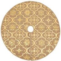 Berkfield Home Luxury Christmas Tree Skirt with Sock Yellow 90 cm Fabric in Tan