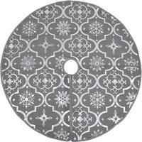 Berkfield Home Luxury Christmas Tree Skirt with Sock Grey 90 cm Fabric