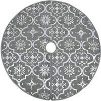 Berkfield Home Luxury Christmas Tree Skirt with Sock Grey 122 cm Fabric
