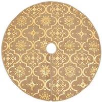 Berkfield Home Luxury Christmas Tree Skirt with Sock Yellow 122 cm Fabric in Tan