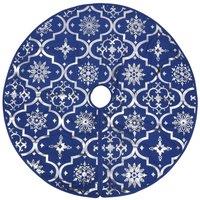 Berkfield Home Luxury Christmas Tree Skirt with Sock Blue 122 cm Fabric