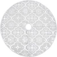 Berkfield Home Luxury Christmas Tree Skirt with Sock White 90 cm Fabric