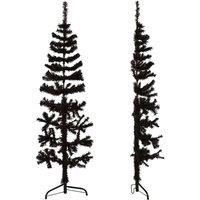 Berkfield Home Slim Artificial Half Christmas Tree with Stand Black 120 cm
