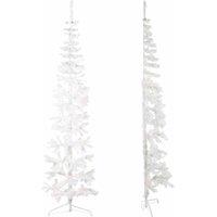 Berkfield Home Slim Artificial Half Christmas Tree with Stand White 240 cm