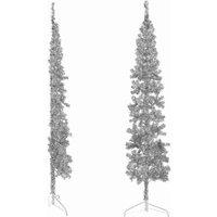 Berkfield Home Slim Artificial Half Christmas Tree with Stand Silver 210 cm