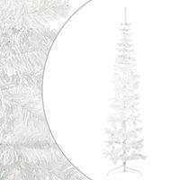 Berkfield Home Slim Artificial Half Christmas Tree with Stand White 210 cm