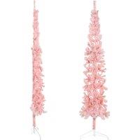 Berkfield Home Slim Artificial Half Christmas Tree with Stand Pink 210 cm